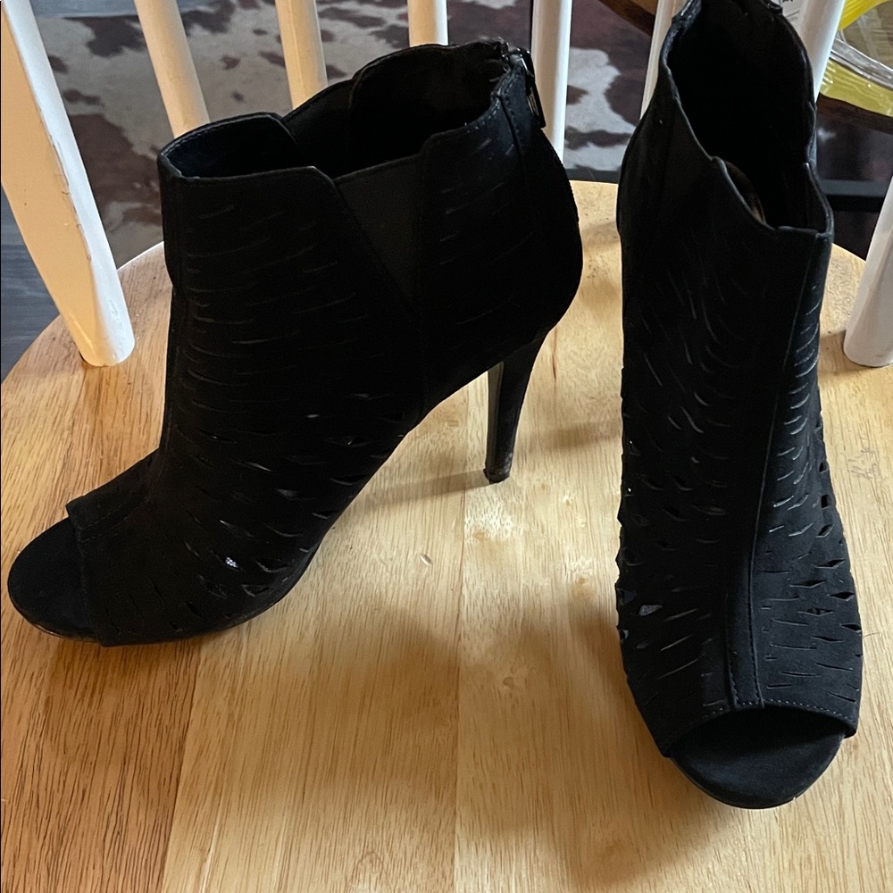 Black Peep-Toe Heels 8.5